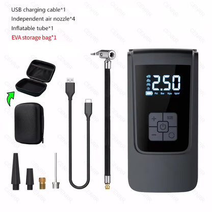 Wireless Car Air Pump Portable Air Compressor Electric Tire Inflator with LCD Digital Display for Car Motorcycles Bicycle Ball