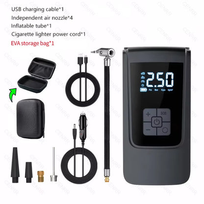 Wireless Car Air Pump Portable Air Compressor Electric Tire Inflator with LCD Digital Display for Car Motorcycles Bicycle Ball