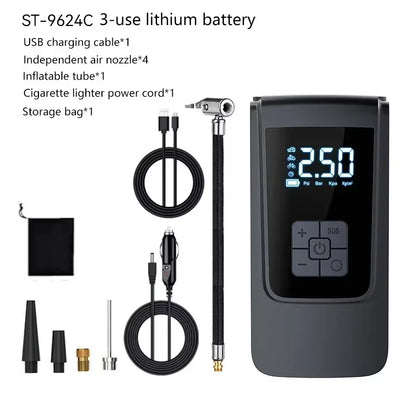 Wireless Car Air Pump Portable Air Compressor Electric Tire Inflator with LCD Digital Display for Car Motorcycles Bicycle Ball